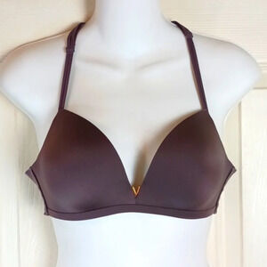 Victoria's Secret Lightly-Lined Padded No Wire Lace Back In Bronze PlumSz34B